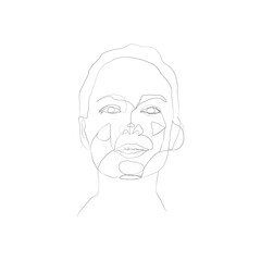 SINGLE-LINE DRAWING OF A FEMALE FACE 20. This hand-drawn, continuous, line illustration is part of a collection artworks inspired by the drawings of Picasso. Each gesture sketch was created by hand. 
