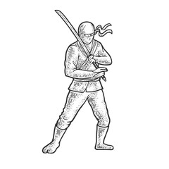 Ninja warrior sketch raster illustration © Oleksandr Pokusai