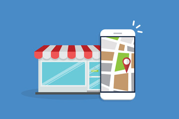 Local SEO. Local search marketing ecommerce. Vector Illustration