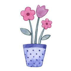 Watercolor illustration with houseplants.