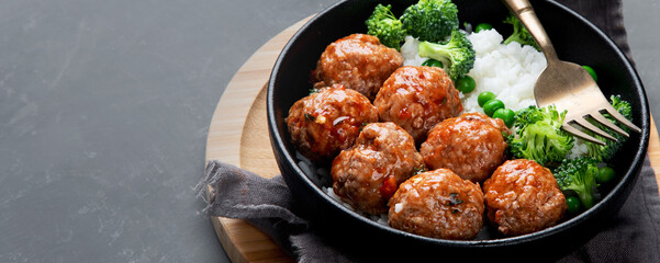 Homemade meatballs with rice
