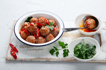 Homemade meatballs with tomato sauce