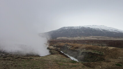 The dramatic Icelandic landscapes with volcanoes, snow, geysers, waterfalls and hot springs