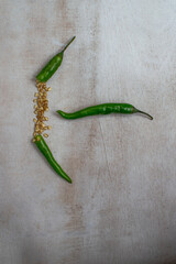Green spice chili with seeds