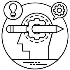 
Product design icon depiction with  building design gears and bulb 
