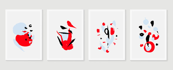 Abstract wall arts vector collection.  Earth tones organic shape Art design for poster, print, cover, wallpaper, Minimal and  natural wall art. Vector illustration..