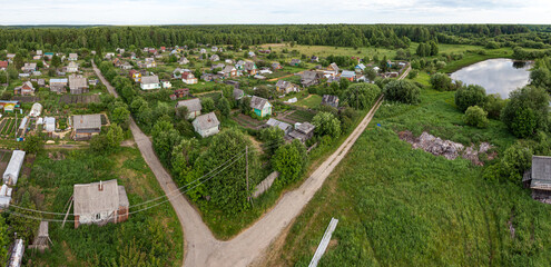 Russian village from above drone