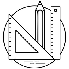 
Geometrical tools with gears on a chart represent projects 
