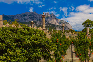 The territory of the Vorontsov Palace in the city of Alupka (Crimea)