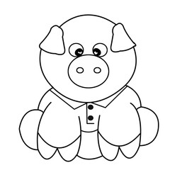 Drawing cute animals for kids. Black silhouette on a white background close-up. Vector illustration.