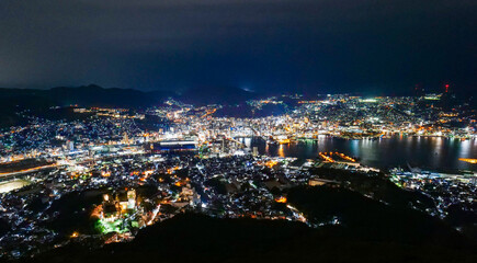 Fototapeta na wymiar 日本三大夜景　長崎　稲佐山から眺望　ワイド