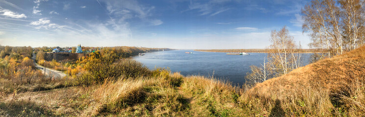 Temple on the banks of the Volga river