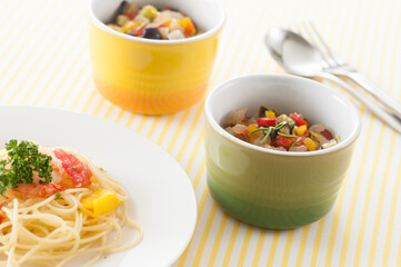 ラタトゥユとパスタ