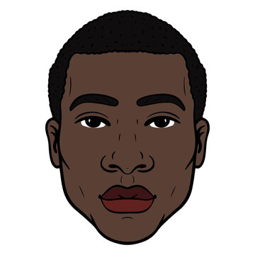 comic avatar illustration of an African American with a neutral expression on his face