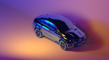 Fototapeta na wymiar car digital future mobile 3d dark