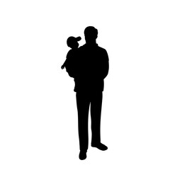 Silhouette of happy father holding his son