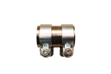 Stainless steel exhaust connection pipe isolated on white background
