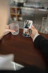 Music concert online, job or education. Close up screen. Workplace anywhere you go with PC, devices and gadgets. Concept of distance learning, isolation, business, shopping online, conference.