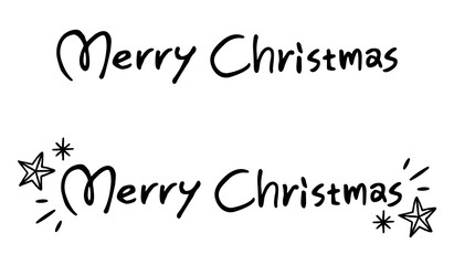 手書きのオシャレなメリークリスマスのロゴマーク／タイポグラフィ／レタリング／モノクロ　 Merry Christmas logo, typography
