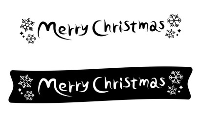 モノクロのメリークリスマスのラベルロゴマーク／レタリング／タイポグラフィ　 Merry Christmas logo, typography