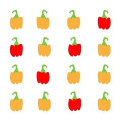 Cute orange, yellow and red peppers and paprika hand drawn seamless pattern. Vegetables modern background