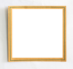 Cardboard paper frame on white paper background