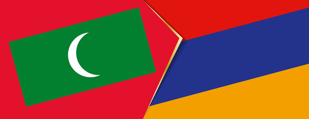 Maldives and Armenia flags, two vector flags.
