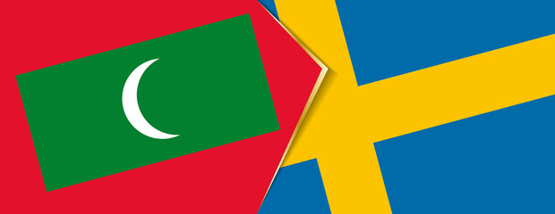 Maldives and Sweden flags, two vector flags.