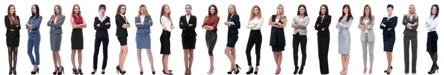 Obraz premium group of successful young businesswoman standing in a row