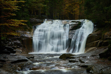 Mumlava river and waterfalls near Harrachov