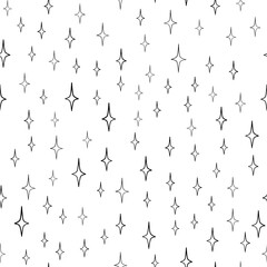 Seamless pattern with black stars on a white background. Vector illustration.