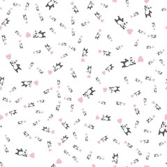 Fototapeta na wymiar Vector Pattern: Seamless panda bear pattern on light pink background, panda with different gestures