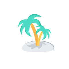 
Coconut tree with sunshine in an icon represents beach concept. 
