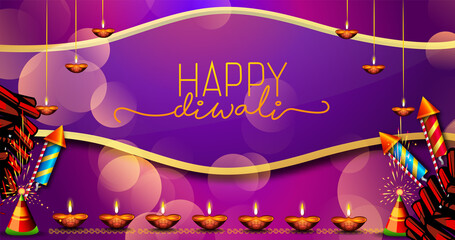 Happy Diwali, Festival of lights ,Vector illustration and Beautiful greeting card for celebration of shubh deepawali
