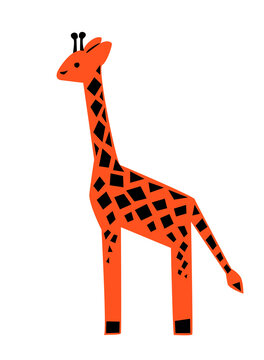 Graphic image of an orange giraffe on a white background