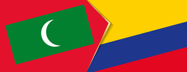 Maldives and Colombia flags, two vector flags.