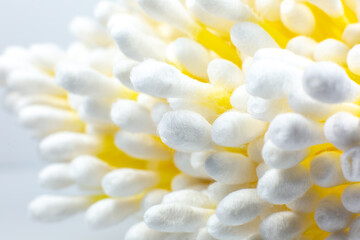 Ear cotton swabs on the white background.