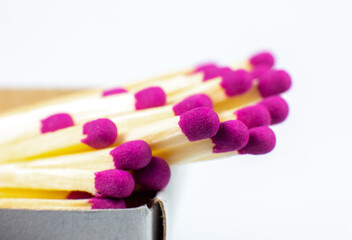 Wooden matches macro photo. Close up background.