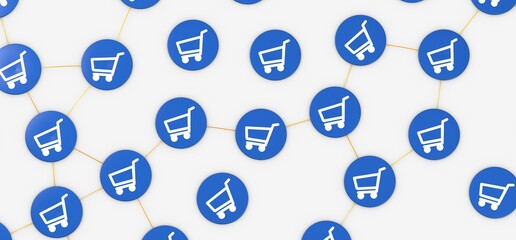 Shopping Cart Flat Design E-Commerce 3d illustration