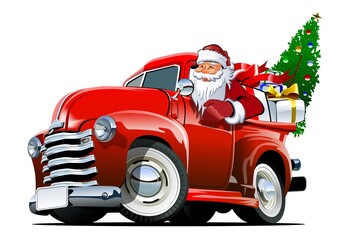 Cartoon retro Christmas pickup - 388741035