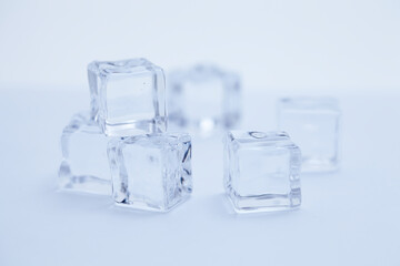 ice cubes on the white