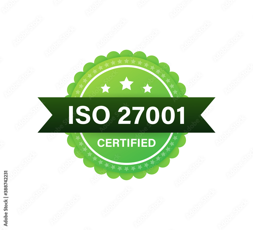 Canvas Prints ISO 27001 Certified badge, icon. Certification stamp. Flat design. Vector illustration.