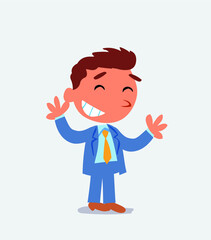 Very pleased cartoon character of businessman