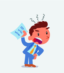 businessman waving a document angrily