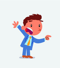 cartoon character of businessman pointing at something outraged