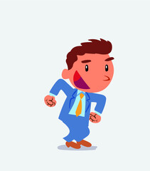 Euphoric cartoon character of businessman makes plans