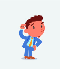 funny cartoon character of businessman doubting