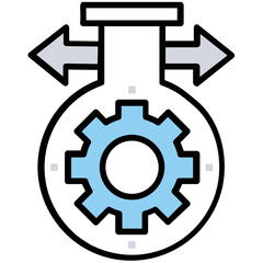 
Scientific apparatus embedded with cogwheel, depicting research settings icon 
