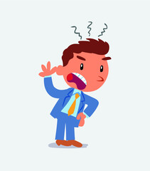  Indigned cartoon character of businessman vehemently shakes his hand