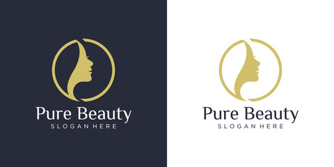 Luxury woman hair salon logo design